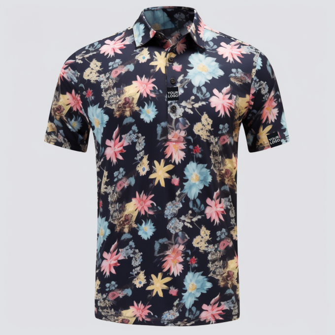 men's floral print dress polo shirt