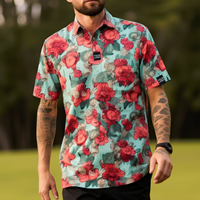 colorful floral polo shirt